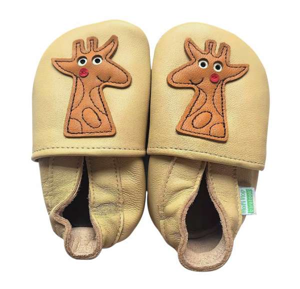 Hopi Hop BAREFOOT kožené capáčky ŽIRAFA béžové